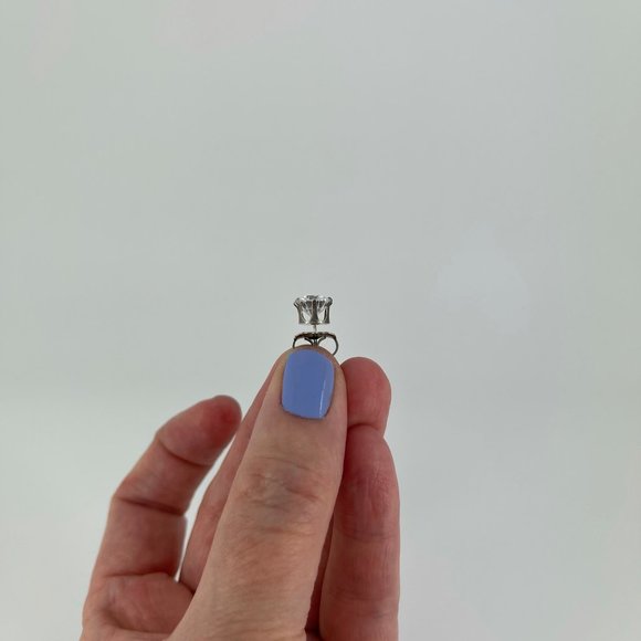 VINTAGE 💎 925 STERLING CZ . ALR 2 CARAT STUD POST SINGLE EARRING . FAUX DIAMOND - Picture 8 of 17